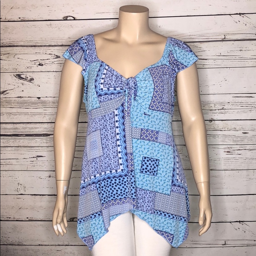 Venezia Lane Bryant 22/24 Patchwork Peasant Blouse